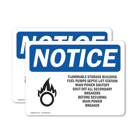 Signmission Flammable Storage Building Fuel Sign, Vinyl Decal, 7in W x 5in L, 2PK OS-2PACK-NS-D-57-L-12779